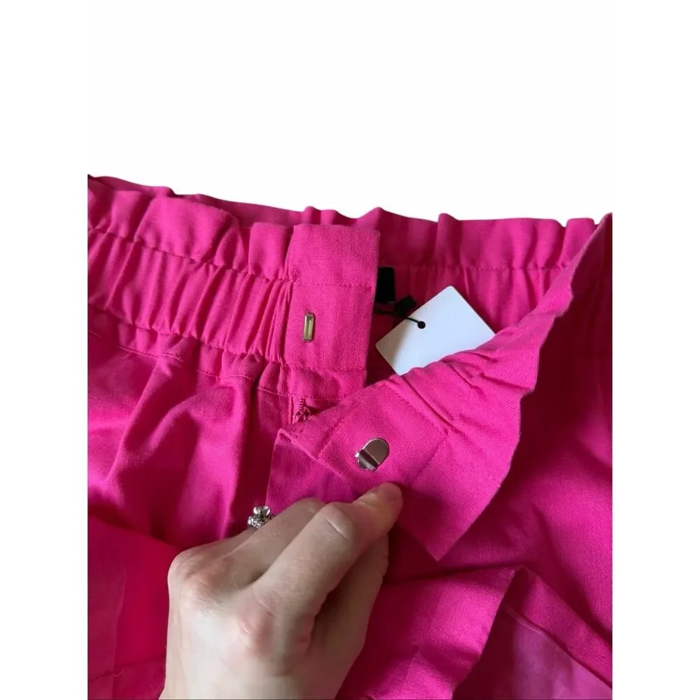 O.P.T Shorts NEW Paperbag Linen Blend Hot Pink Large